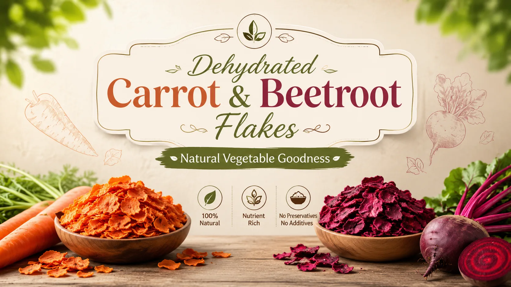 Dehydrated Carrot & Beetroot Flakes – Natural Vegetable Goodness